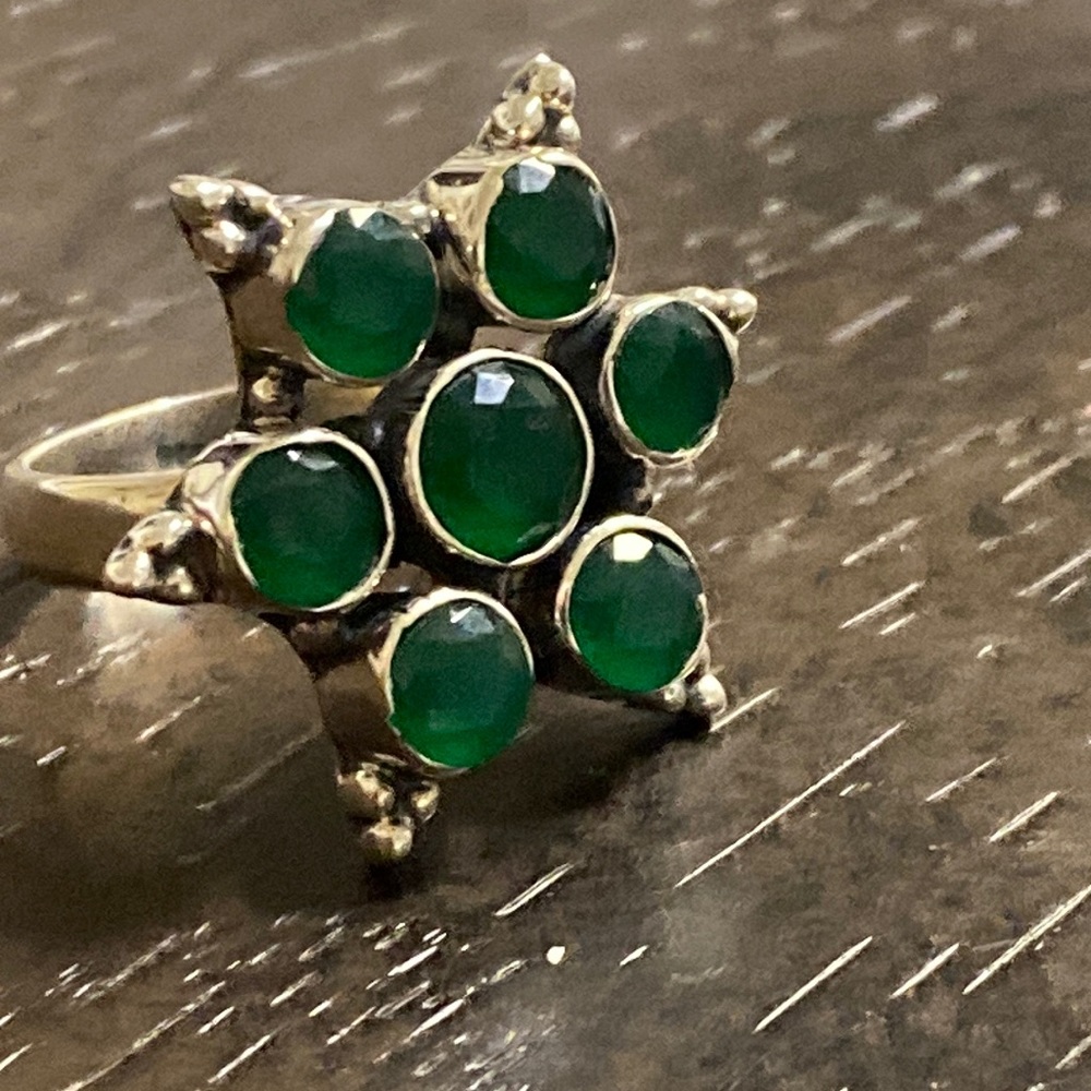 Emerald Sterling Silver size 6 1/2